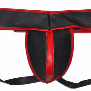 Luxury leather Jock Strap with red trim