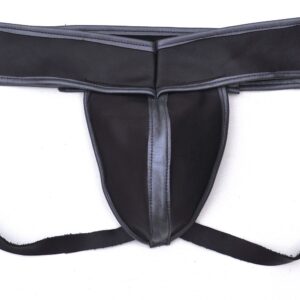 Luxury leather jock strap with silver trim