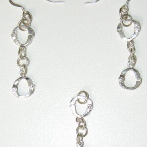 Sterling silver handcuff drop pendant and earring set