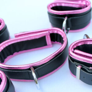 Pink edged wrist, ankle and collar set