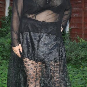 See through long lace skirt
