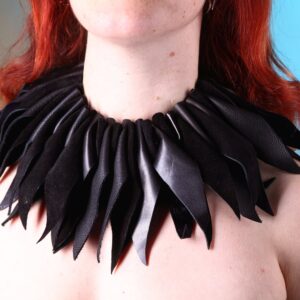 Black leather boa collar