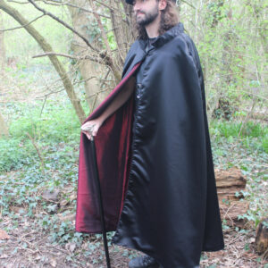 Satin cape with red lining