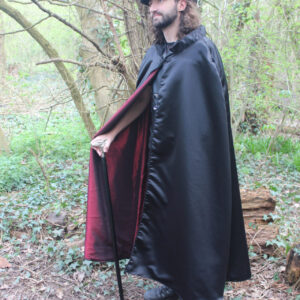 Satin cape with red lining