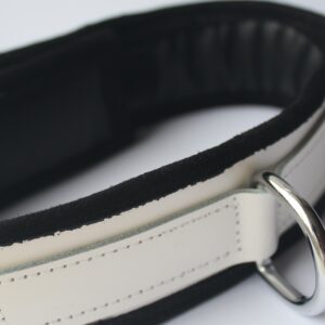 Limited edition white leather padded collar