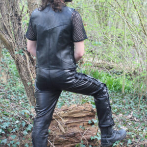 Leather side lacing trousers