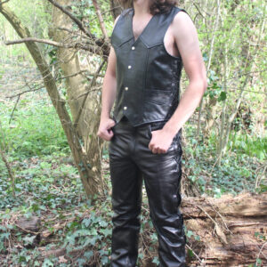 Real leather waistcoat with side lacing