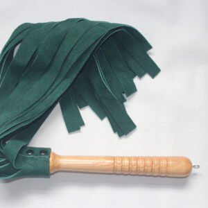 Green suede flogger with oak handle