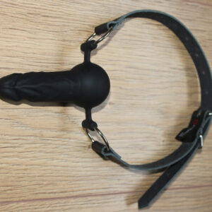 Penis dildo gag (leather strap) facing outwards