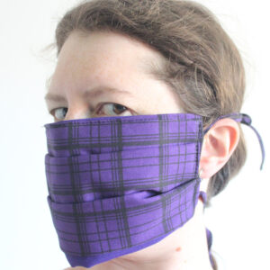 Purple tartan face covering