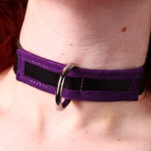 Narrow leather collar with colour trim