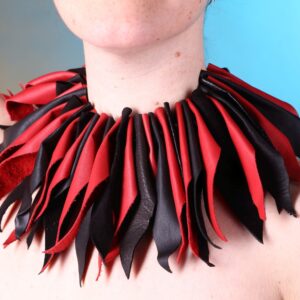 Red and black leather boa collar