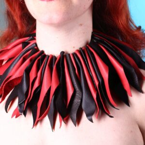 Red and black leather boa collar