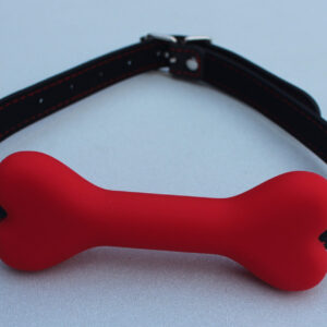 Pet play silicone bone gag – red