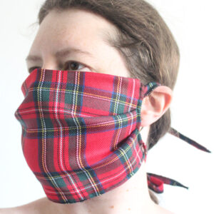 Red tartan face mask