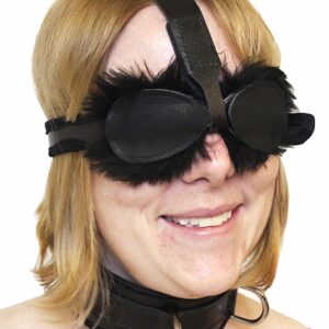 Sheepskin blindfold with overhead strap