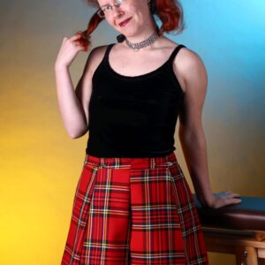 Red tartan skirt