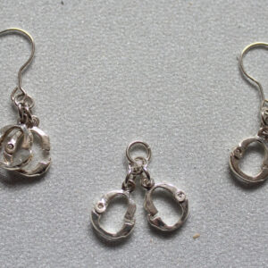 Silver handcuff drop pendant and earring set