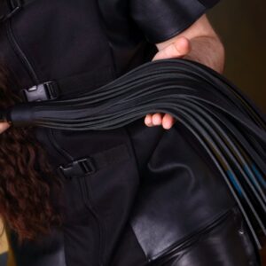 Black stinger leather flogger