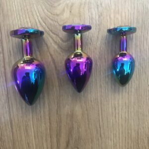 Rainbow heart butt plug, 3 sizes