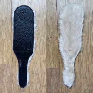 Black leather and fur paddle