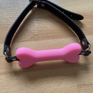 Pet play silicone bone gag – pink