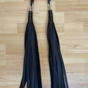 Black leather thuddy poi floggers (pair)