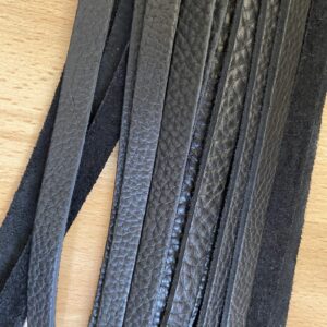 Black leather thuddy poi floggers (pair)