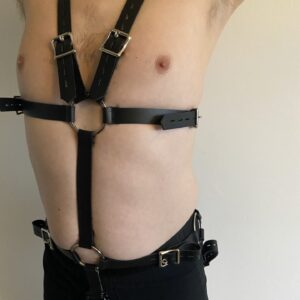 Bondage body harness – masculine design (real leather)