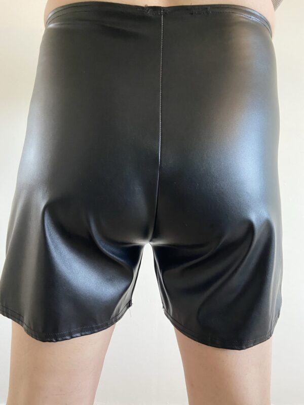Stretchy leather look shorts - Image 2