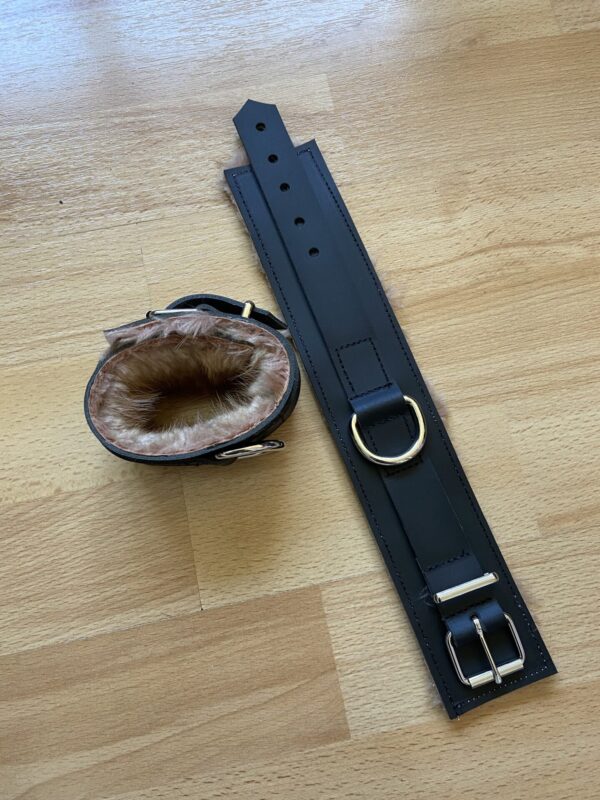 Fur lined leather wrist cuffs