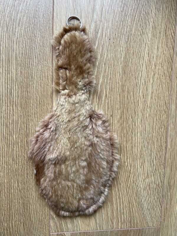 Fur and white textured leather round paddle - Unique item - Image 2
