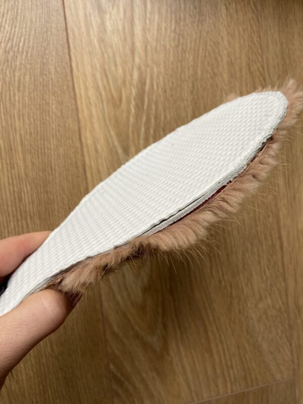 Fur and white textured leather round paddle - Unique item - Image 4