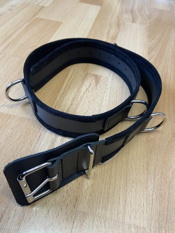 Black leather BDSM bondage belt