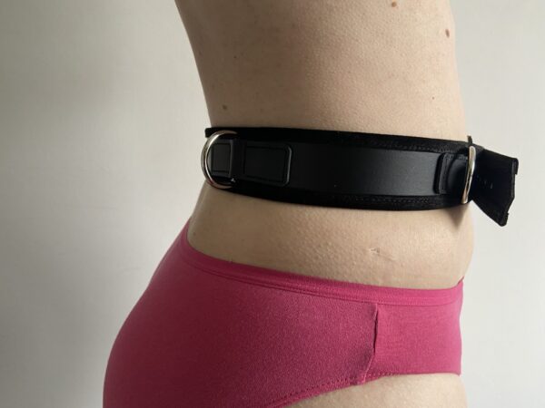 Black leather BDSM bondage belt