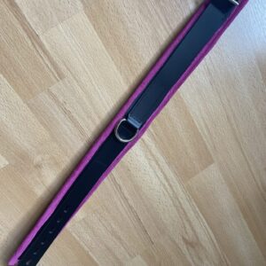 Black leather padded collar with pink suede trim