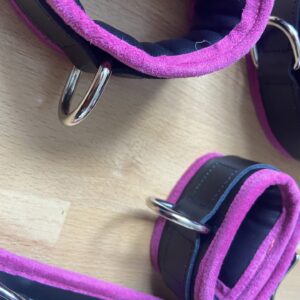 Pink edged wrist, ankle and collar set