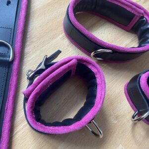 Pink edged wrist, ankle and collar set
