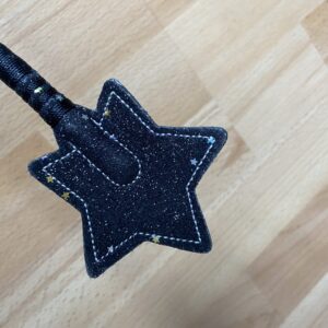 Glittery black star crop