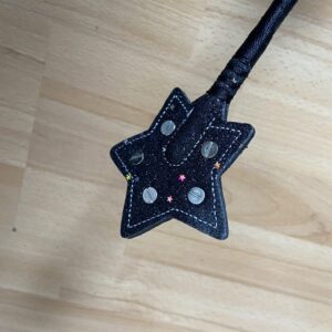 Spiky glittery black star crop